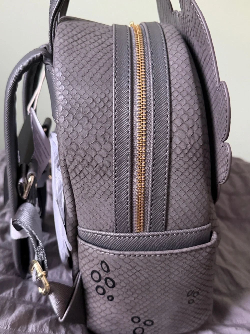 Loungefly Black Dragon Character Backpack with Yellow Eyes